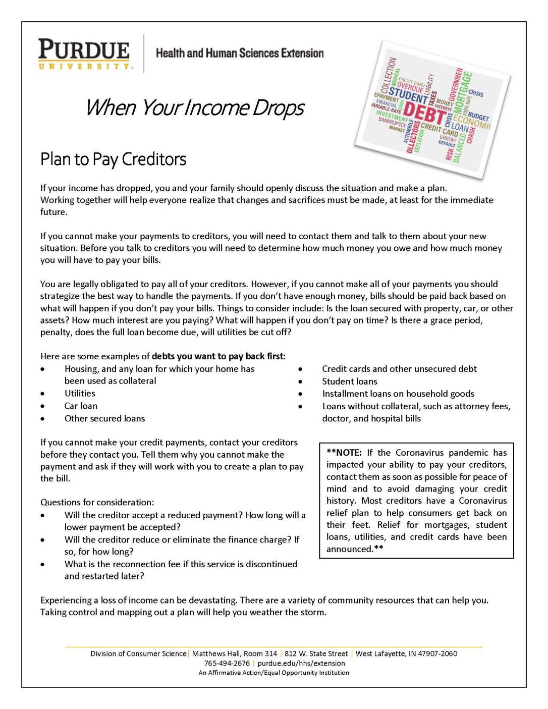 Plan to Pay Creditors